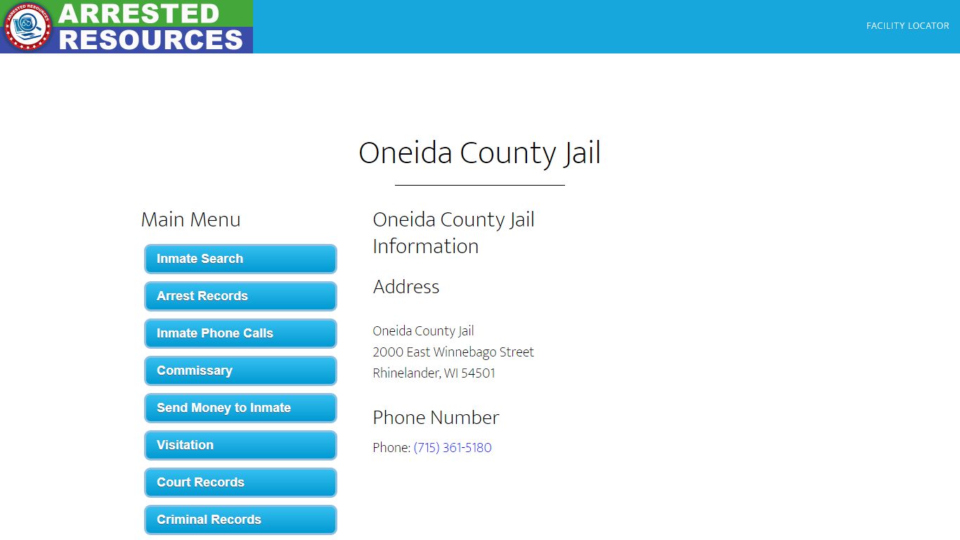 Oneida County Jail - Inmate Search - Rhinelander, WI - Arrested Resources